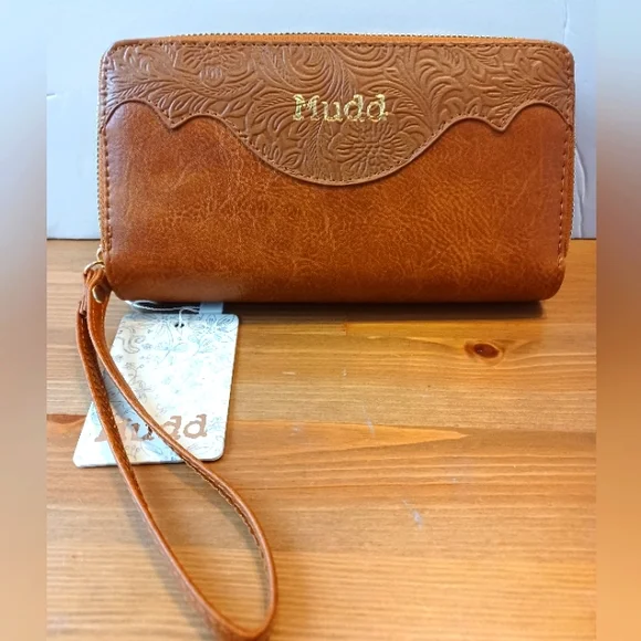 Mudd Double Sided Wristlet/Wallet Cognac Color
